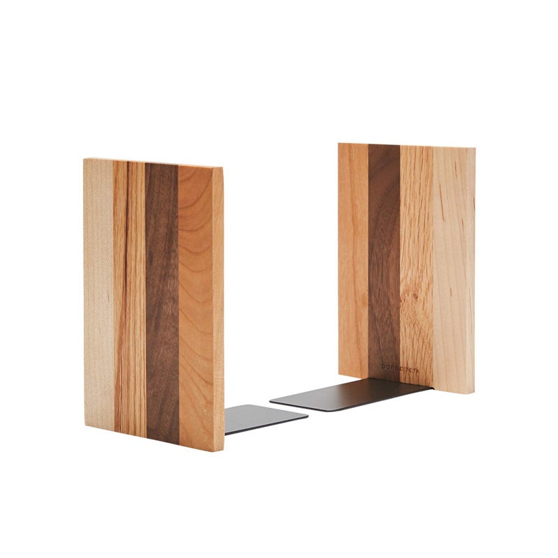 Pandapark Wood Decorative Bookends,Non-Skid Bookend for Shelves,Heavy Duty Bookends,Book Stand for Books/CDs,1 Pair - Image 1